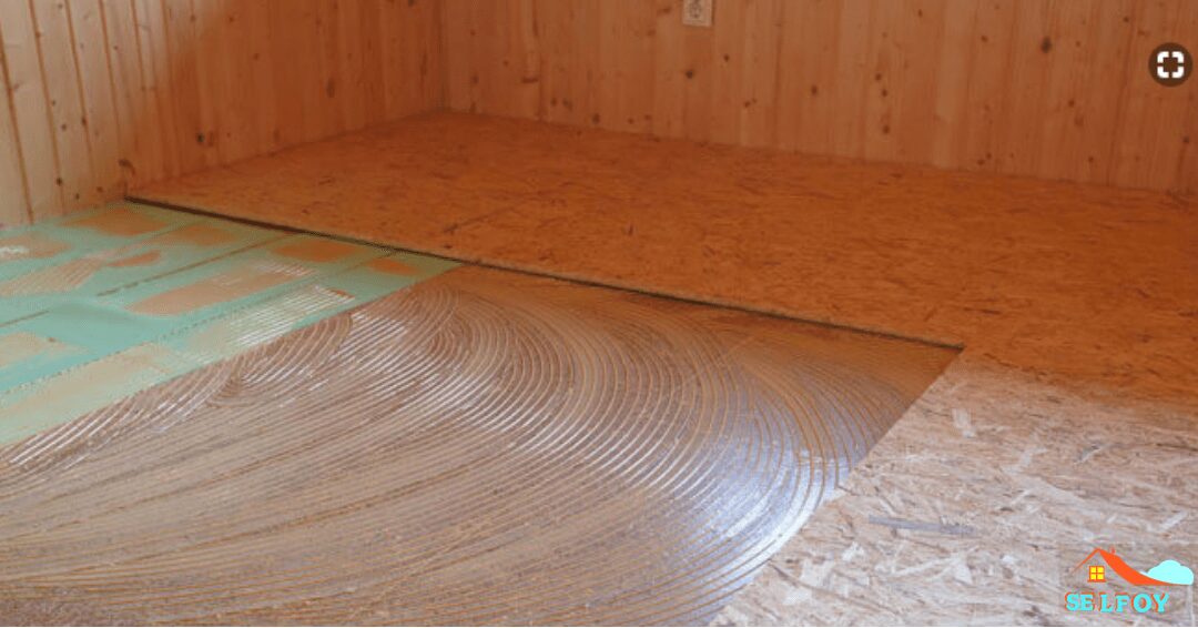 Brown colored floor tiles with vapor barrier