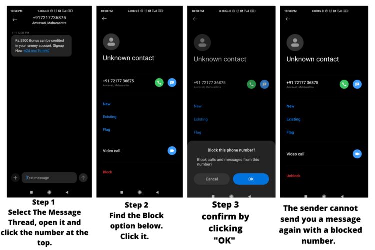 i keep getting dirty texts from random numbers then How to block numbers