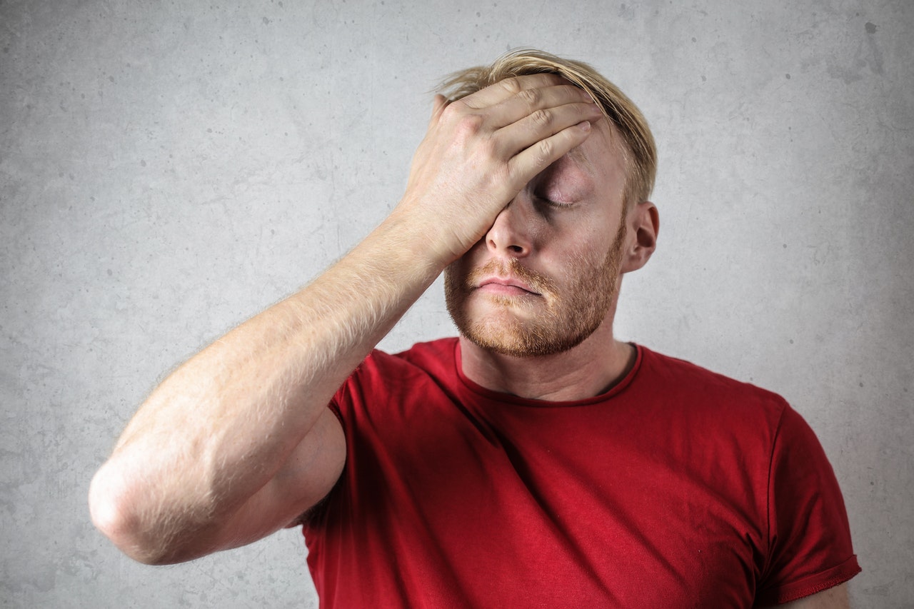 Man in a big tension due to loosing money on bank fraud