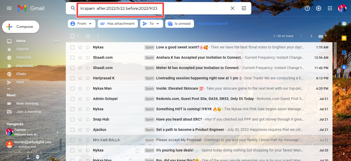 spam filter at gmail 